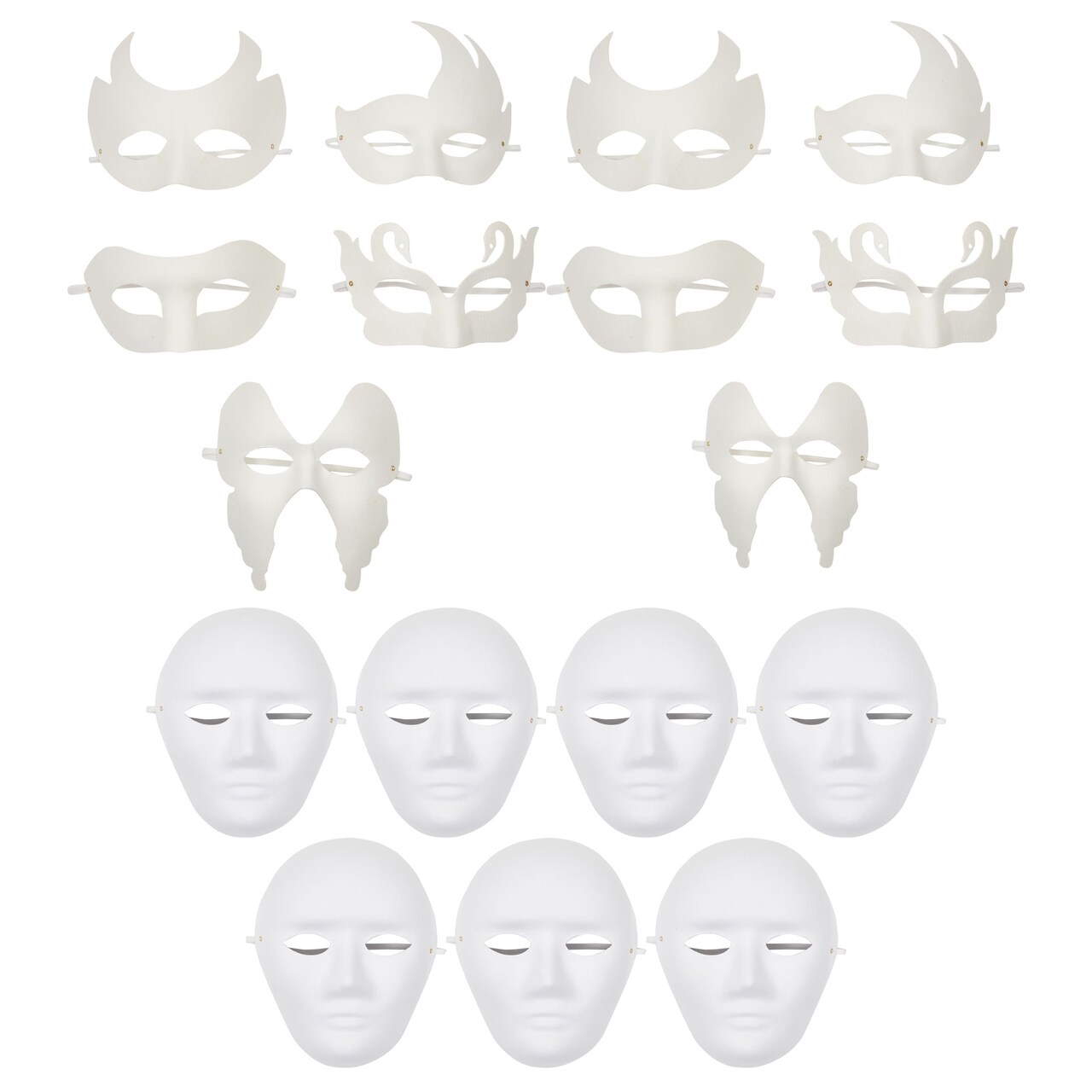 Paper Mache Masks for Mardi Gras Masquerade, 10 Blank Designs for  Decorating (16 Pack)